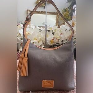 Dooney & Bourke Patterson Paige Gray Pebble Leather Hobo Bag, $298